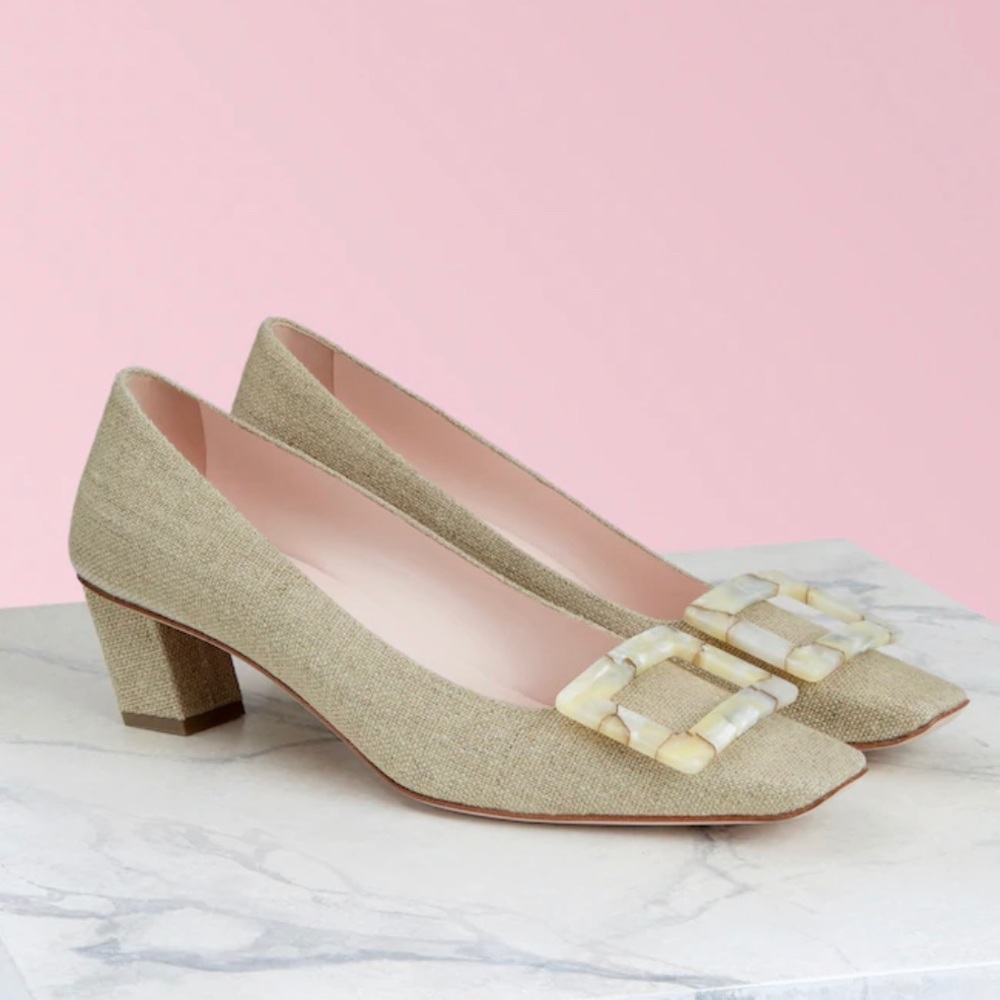 NIB $875 Roger Vivier Motherpearl Buckle Pumps 37.5